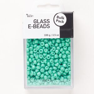 Seed bead, glass, pkg/100g, opaque mint teal, #6 round.