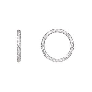 Jump ring, sterling silver, 16mm textured soldered round, 12.6mm inside diameter, 15 gauge. Sold per pkg of 4.