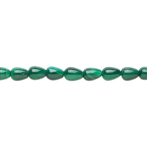 Malachite 1pkg1, teardrop bead natural 8 inch 7x5mm image number 0