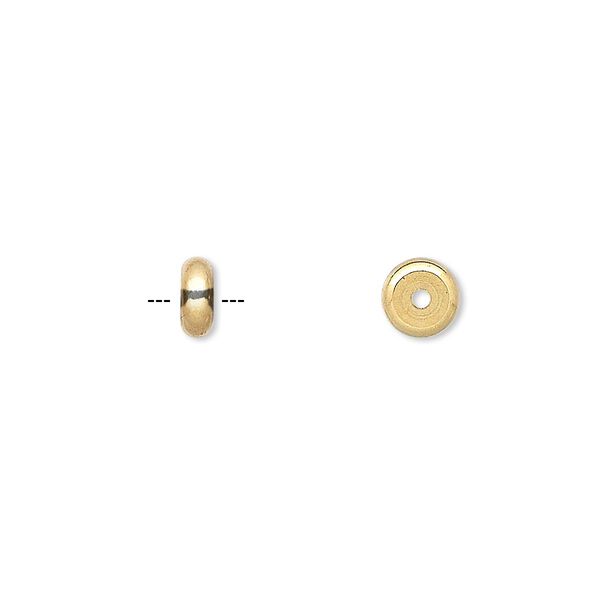 Bead, gold-plated brass, 6x2mm heishi. Sold per pkg of 100. image number 0