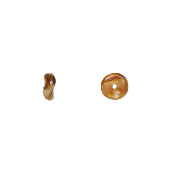 Bead, Czech pressed glass, gold/black, 7x3mm rondelle. Sold per 15" to 16" strand. image number 0