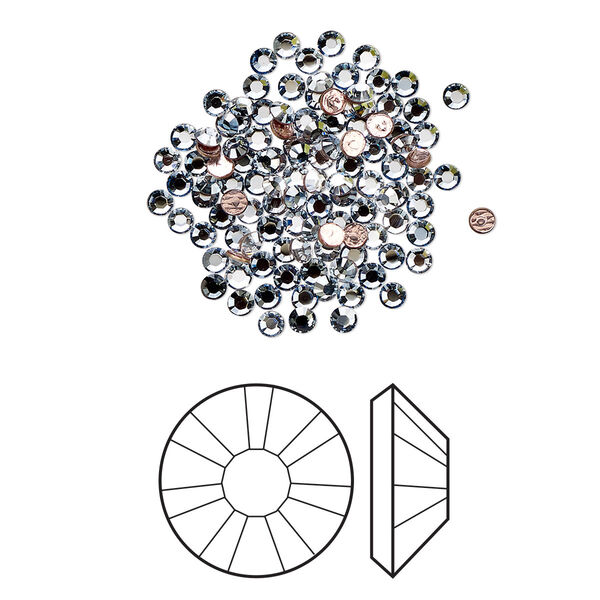 Flat back 144pk crystal blue shade foil back, Crystal Passions® hotfix rhinestone 1.9-2.1mm rose round SS6 2038HF image number 0