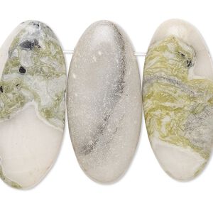 Green earth "jasper" 1pkg4, flat back flat oval focal natural 33x15mm-35x16mm
