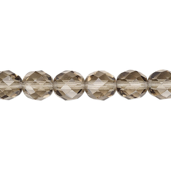 Bead, Czech fire-polished glass, smoke, 8mm faceted round. Sold per pkg of 600 (1/2 mass). image number 0