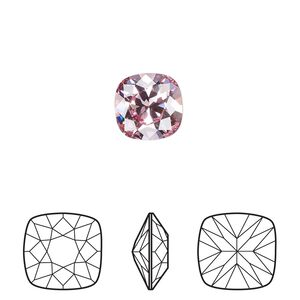Fancy stone 2pk light rose foil back, Crystal Passions® 10mm cushion 4470