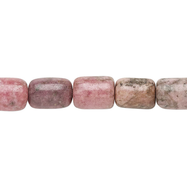 Bead, rhodonite (natural), 10x8mm-12x8mm round tube, C- grade, Mohs hardness 5-1/2 to 6-1/2. Sold per 15" to 16" strand. image number 0