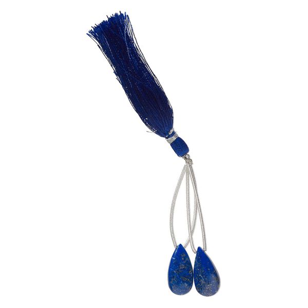 Lapis lazuli 1pkg2, hand-cut top-drilled puffed teardrop bead natural 20x10mm image number 1