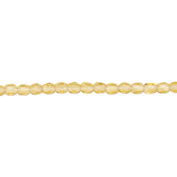 Bead, Czech fire-polished glass, honey, 3mm faceted round. Sold per 15-1/2" to 16" strand, approximately 130 beads. image number 0