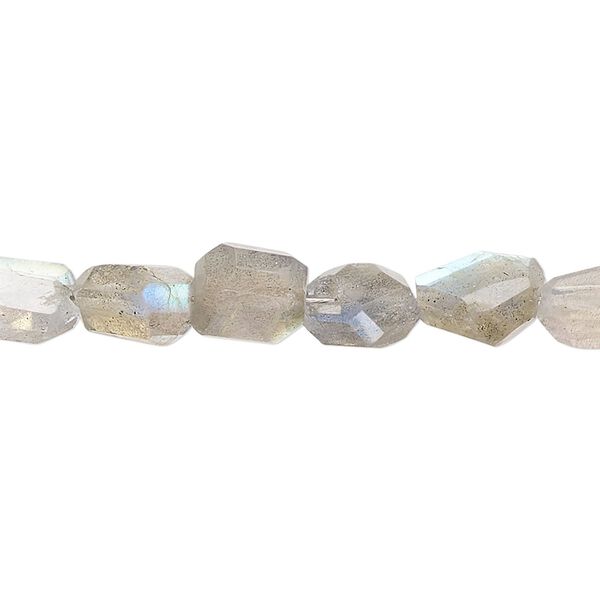 Labradorite 1pkg1, hand-cut faceted flat-sided nugget bead natural 14 inch mini image number 0