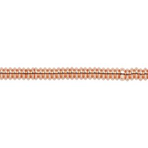Bead, copper-finished brass, 4x1mm heishi. Sold per 8-inch strand.