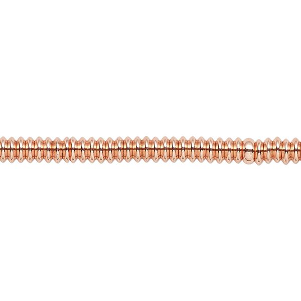Bead, copper-finished brass, 4x1mm heishi. Sold per 8-inch strand. image number 0