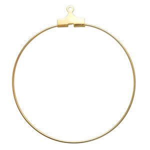 Beading hoop, gold-plated brass, 40mm round. Sold per pkg of 100.
