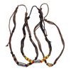 Necklace mix, cotton / bone / wood (dyed), multicolored, 8x3mm-25x14mm multi-shape, adjustable from 18-28 inches with macramé knot. Sold per pkg of 3. image number 0