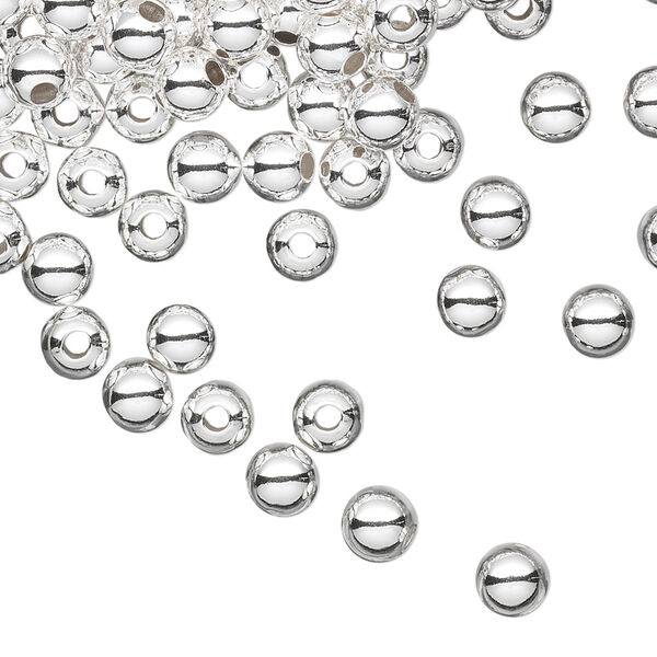 Bead, sterling silver, 5mm seamless round. Sold per pkg of 1,000. image number 0