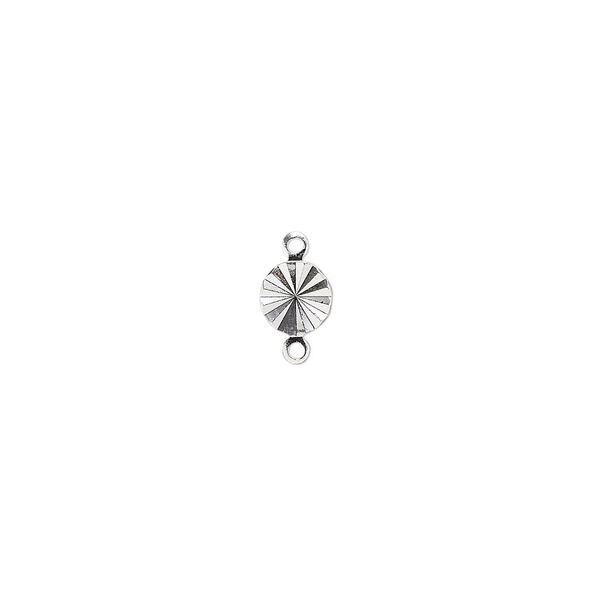 Link, silver-plated brass, 6mm double-sided diamond-cut round. Sold per pkg of 10. image number 0
