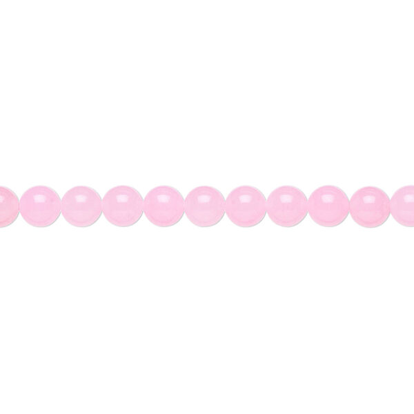 Bead, Malaysia "jade" (quartz) (dyed), pink, 4mm round, B grade, Mohs hardness 7. Sold per 15-1/2" to 16" strand. image number 0