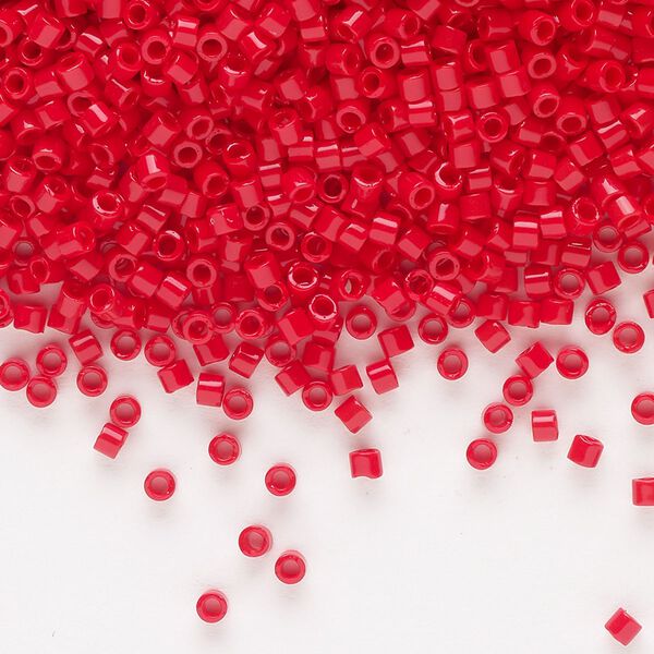 Seed bead, Delica®, glass, pkg/50g, #10 round, opaque red (DBM-0723). image number 0