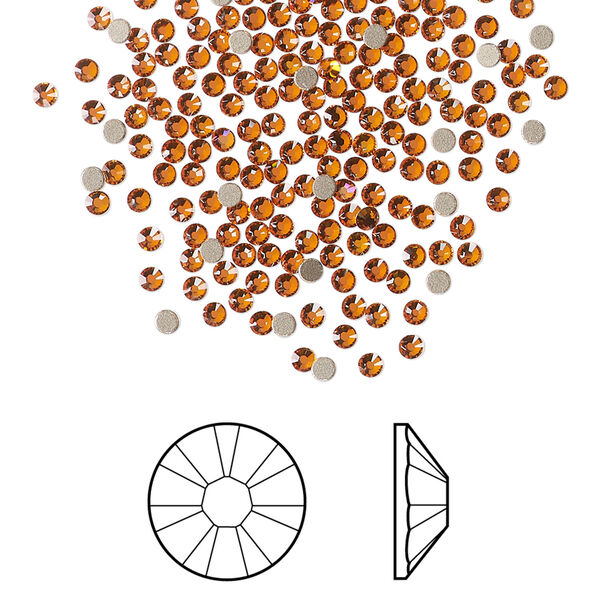 Flat back 1pkg144 dark orange (HICT) foil back, Crystal Passions® 1.7-1.9mm rose round SS5 2058 image number 0