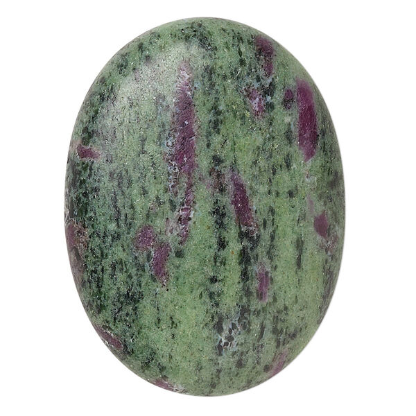 Cabochon, ruby in zoisite (natural), medium to dark. 40x30mm calibrated oval, B grade, Mohs hardness 6 to 7. Sold individually. image number 0