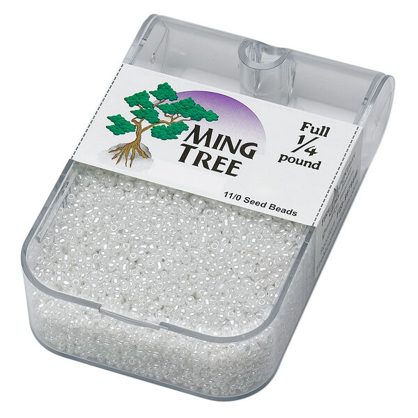 Seed bead, Ming Tree™, glass, pkg/1/4 pound, #11 round, opaque ceylon white. image number 0