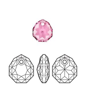 Drop 48pk rose, Swarovski® 11.5x10mm pendant majestic 6436