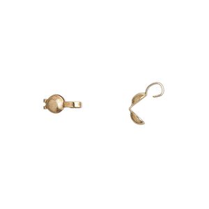 Bead tip, gold-plated brass, 8x3.5mm bottom clamp-on with open loop. Sold per pkg of 500.