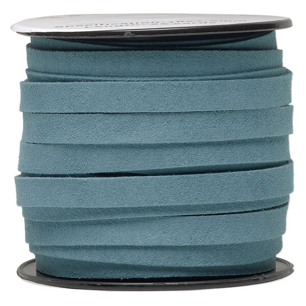 Cord, faux suede, turquoise blue, 10mm flat. Sold per pkg of 3 yards. image number 0
