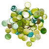Mother-of-pearl shell 1pkg6oz, puffed flat round bead mix multi-green 17-20mm image number 1