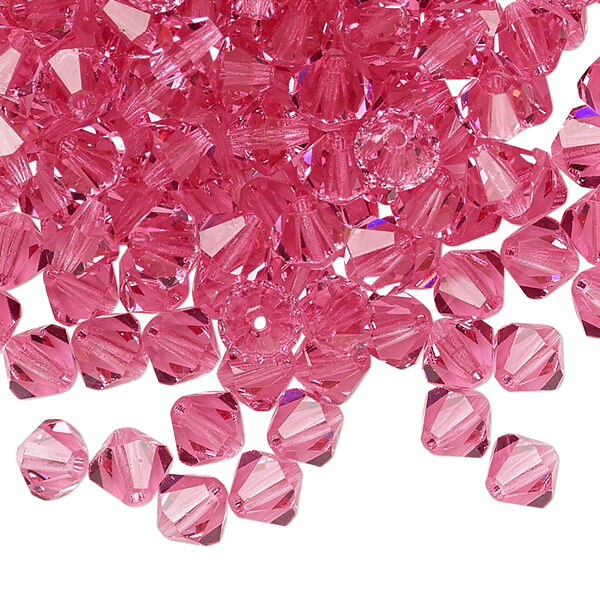 Bead 24pk rose, Preciosa Czech crystal 6mm bicone image number 0