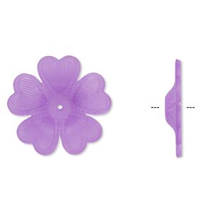 Component, acrylic, frosted violet, 42x7mm flower. Sold per pkg of 25.