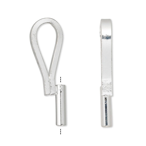 Brooch converter, vertical, silver-plated brass, 32x10mm. Sold per pkg of 10. image number 0