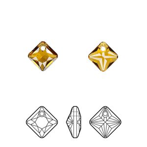 Drop 4pk topaz, Crystal Passions® 9mm pendant princess cut 6431