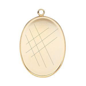 Focal, gold-plated brass, 31x23mm oval with beaded edge and 30x22mm oval bezel setting. Sold per pkg of 2.