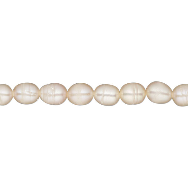 Pearl, cultured freshwater, peach, 4-5mm rice, D grade. Sold per 15-inch strand. image number 0