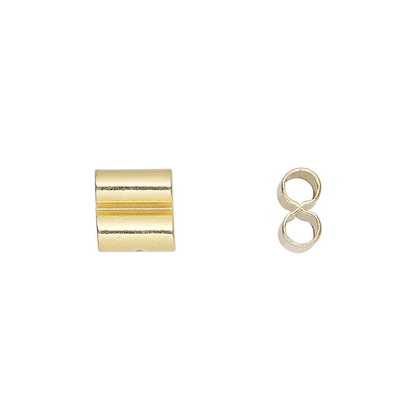 Bead, gold-finished brass, 8.5x8mm double tube. Sold per pkg of 10. image number 0
