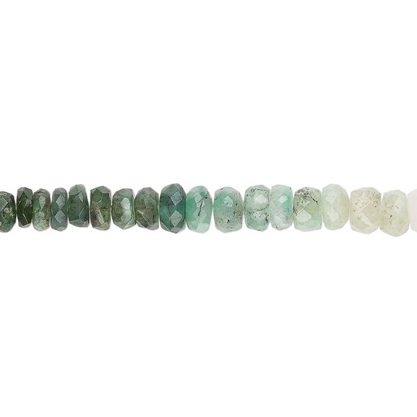 Emerald 1pkg1, hand-cut faceted rondelle bead 15 inch 3x1mm-5x3mm image number 0