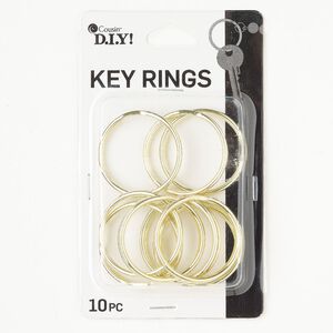 Steel 1pkg10, round split ring gold-finished 32mm