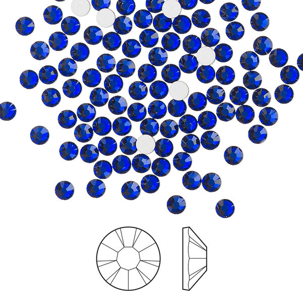 Flat back 1440pk cobalt blue foil back, Preciosa MAXIMA Czech crystal rhinestone 2.7-2.9mm chaton rose round SS10 image number 0