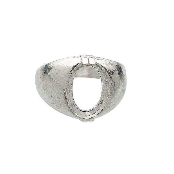 Ring, sterling silver, 14x10mm 2-prong oval setting, size 9. Sold individually. image number 0