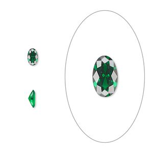 Gem, cubic zirconia, emerald green, 5x3mm faceted oval, Mohs hardness 8-1/2. Sold per pkg of 5.