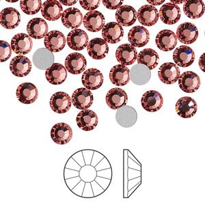 Flat back 1440pk rose peach foil back, Preciosa VIVA 12® Czech crystal rhinestone 4.6-4.8mm chaton rose round SS20