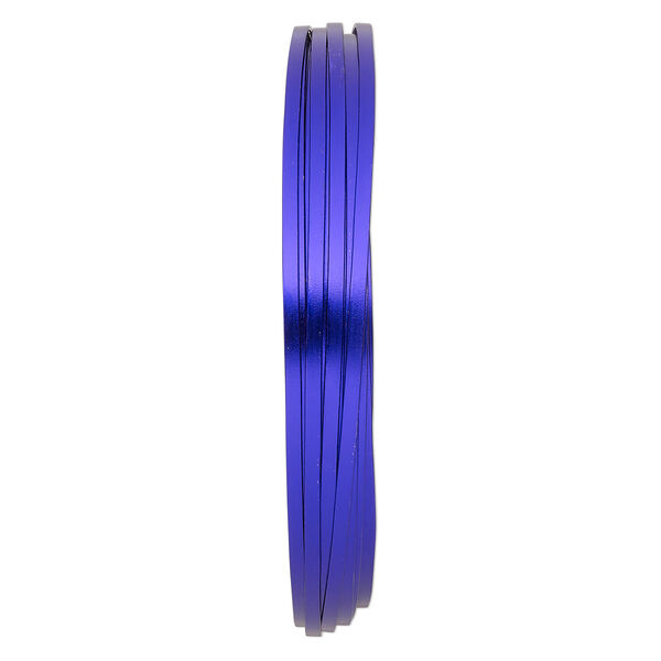 Wire, anodized aluminum, purple, 3.5x1mm flat, 16 gauge. Sold per pkg of 18 feet. image number 0