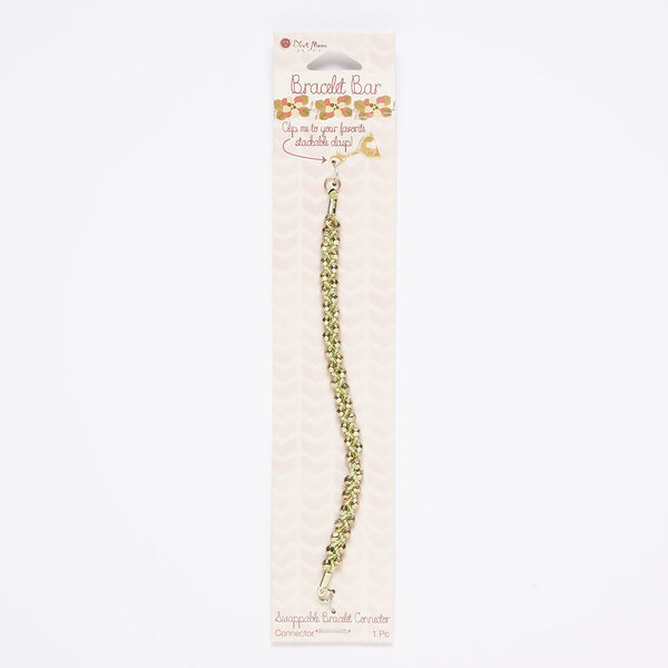 Bracelet component, nylon / gold-finished "pewter" (zinc-based alloy) / steel, light green, 7mm braided, 6 inches. Sold individually. image number 0