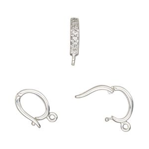 Bail, enhancer, white topaz (natural) and sterling silver, 11x2mm hinged oval with closed  loop, 9mm grip length. Sold individually.