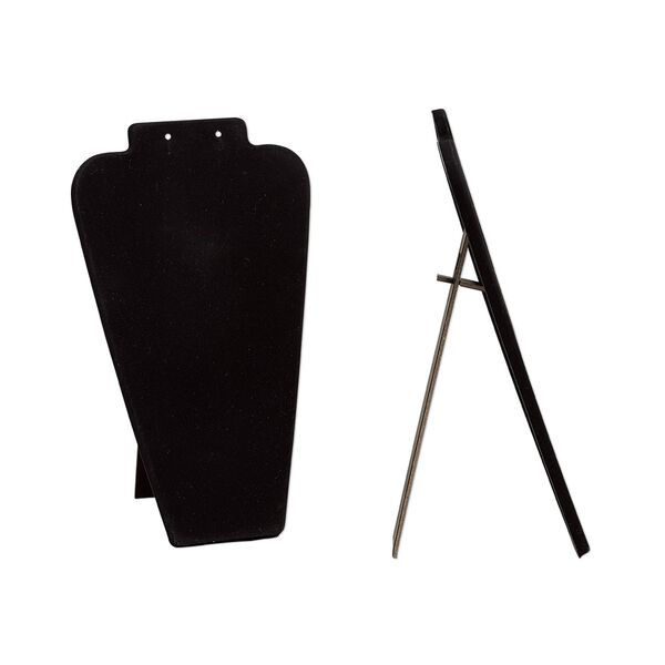 Display, necklace and earring, plastic and flocked cardboard, black, 11 x 6-1/2 x 5-1/2 inches with easel. Sold individually. image number 0