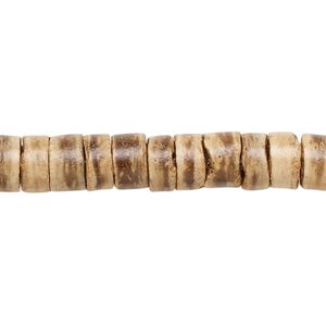 Bead, wood (waxed), light and dark brown, 7-8mm hand-cut  heishi. Sold per 24-inch strand.