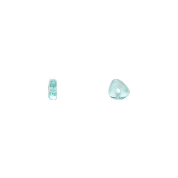 Bead, Czech pressed glass, light aqua, 6x3mm flat triangle. Sold per 15-1/2" to 16" strand, approximately 150 beads. image number 0