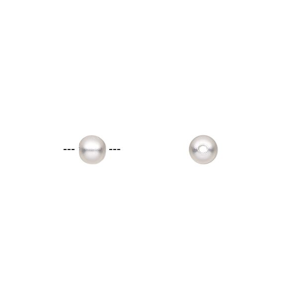 Bead, satin-finished silver-plated brass, 4mm round. Sold per pkg of 10. image number 0