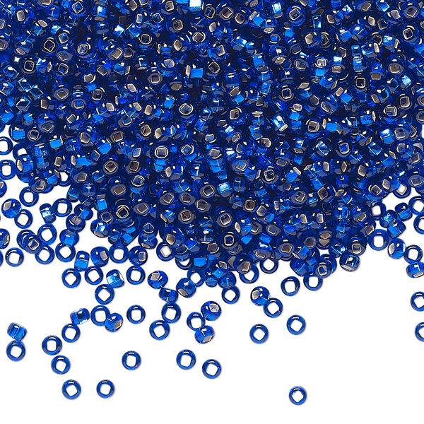 Seed bead, Preciosa Ornela Czech glass, pkg/500g, #11 rocaille, transparent silver-lined sapphire blue, (67300). image number 0