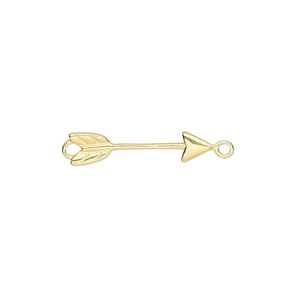 Link, gold-finished sterling silver, 21x5mm 3D arrow. Sold per pkg of 2.